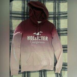 Hollister Burgundy to Pink Ombre Hoodie Sweater